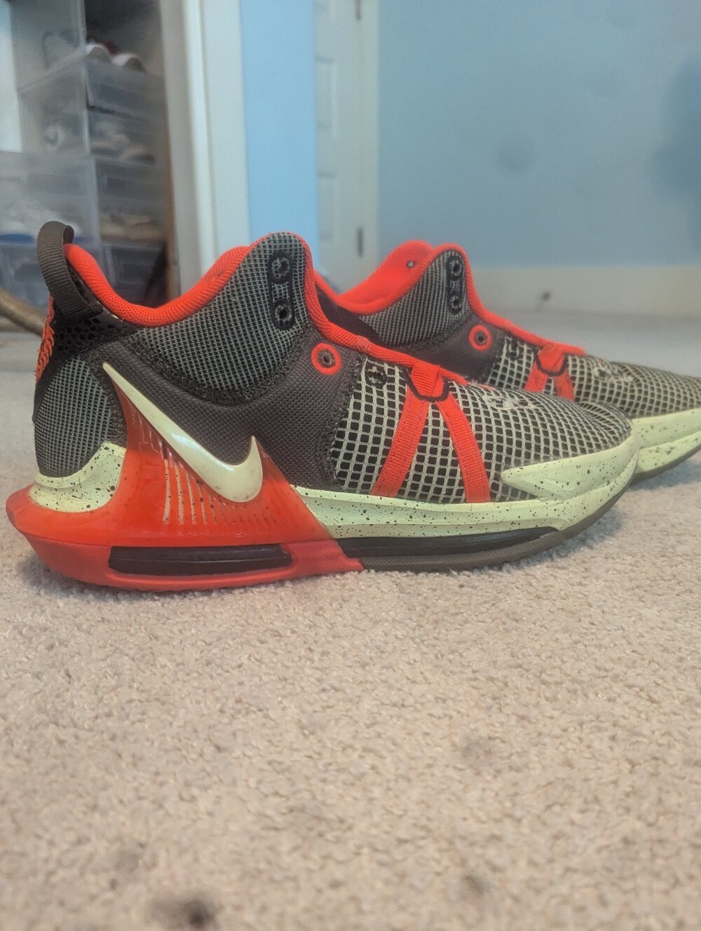 Nike Kids Sneakers - Gray with Neon Orange and Light Green